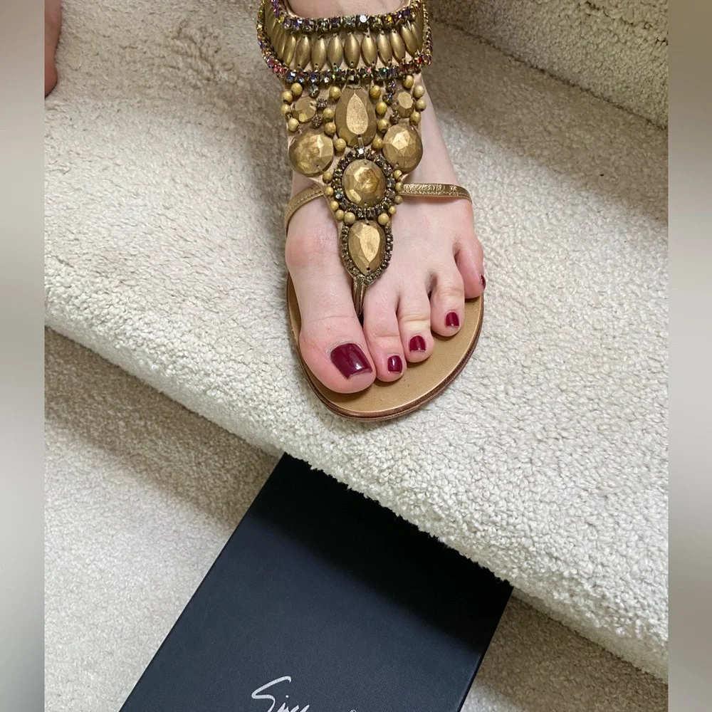 Giuseppe Zanotti Gold Embellished Sandals - Picture 5 of 8